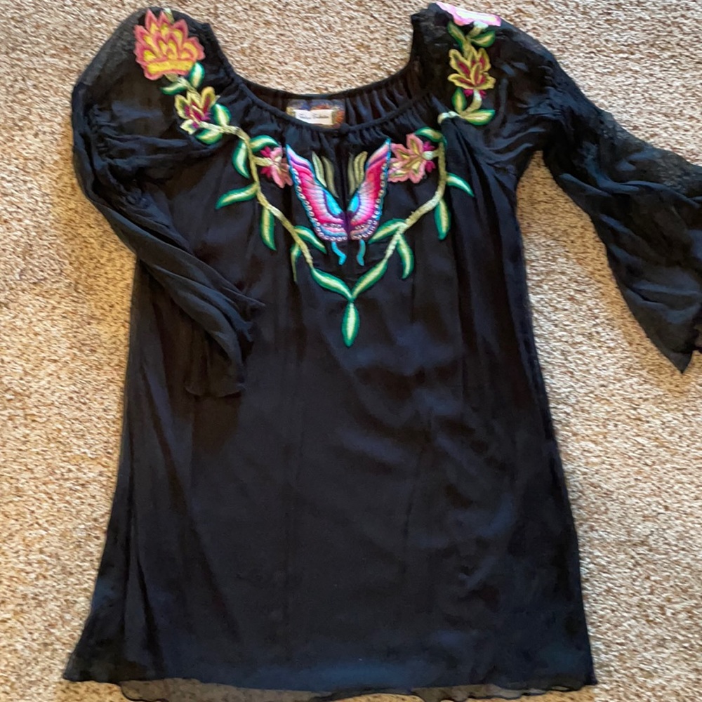 Black embroidered tunic